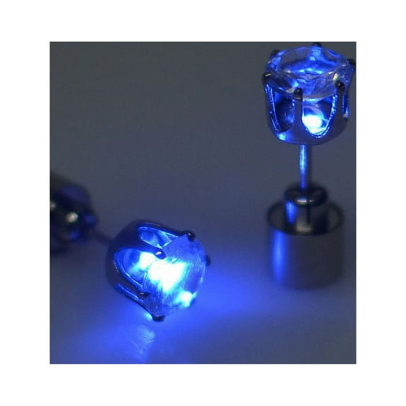 Unisex Light Up Flashing LED Stainless Steel Stud Earrings Dance Party Accessories