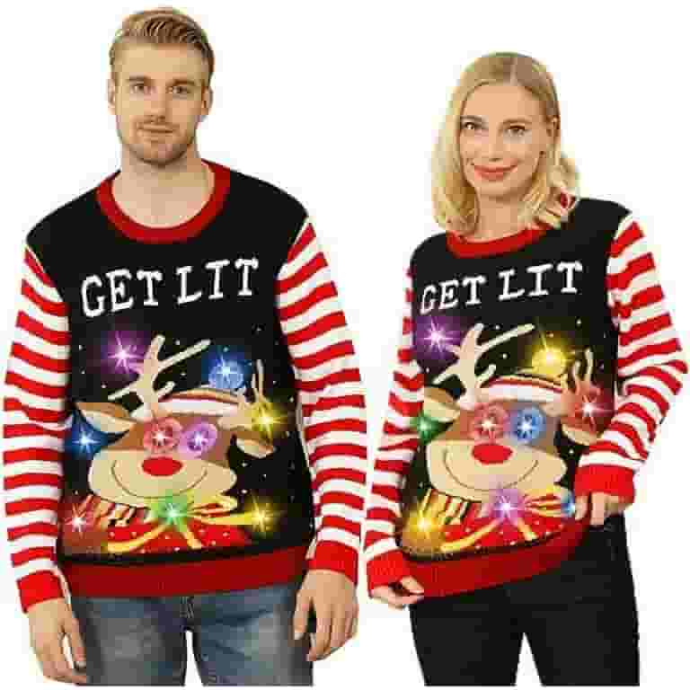Lit Af Ugly Christmas Tree Costume Pajama Matching T-Shirt Lit Af Ugly Christmas Tree Costume Pajama Matching T-Shirt