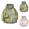 thumbnail image 1 of Unisex Lightweight Athletic Hooded Jacket, Full Zip Thin Coat with Pockets for Outdoor Running Hiking Breathable Wind_breaker Jackets For Boys Girls (Green, 4-5 Years), 1 of 7