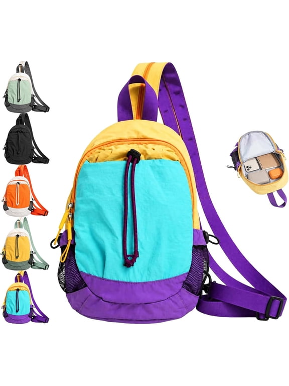 Unisex Lightweight Color Block Nylon Mini Backpack, Every Adventure, Small Sports Pack, Daypack, Water-Resistant, Adjustable Straps, Compact for Hiking & Travel Camping Gear