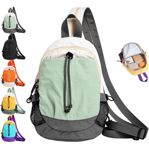 Unisex Lightweight Color Block Nylon Mini Backpack, Mini Convertible ...