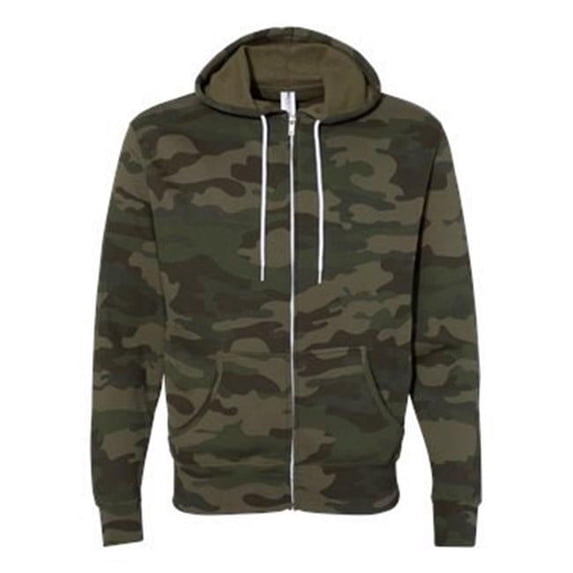 Unisex Lightweight Full-Zip Hooded Sweatshirt, Forest Camo - Large
