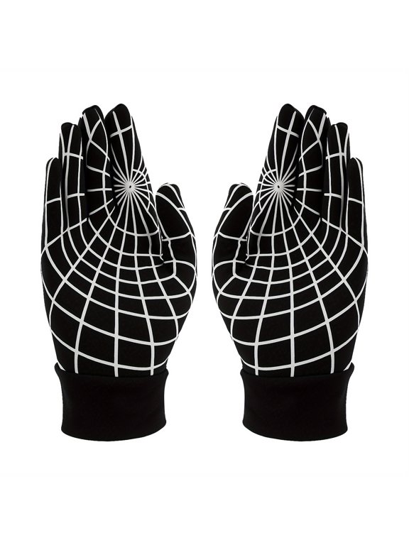 Unisex Lightweight Gloves Polyester Outer with Soft Velvet Lining, Stylish Grid Design, All-Season Gloves for Driving, Running, Outdoor Use