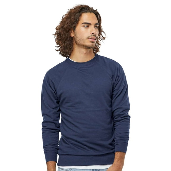 Unisex Lightweight Long Sleeve Crewneck Sweatshirt, 55 Cotton/45 Polyester Flecce Winter Sweater (Indigo , S)