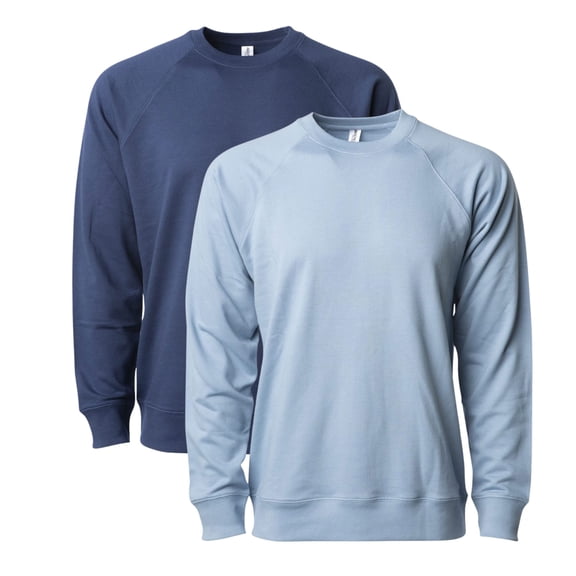 Unisex Lightweight Long Sleeve Crewneck Sweatshirt, 55 Cotton/45 Polyester Flecce Winter Sweater (Misty Blue Indigo 2 Pack, 4XL)