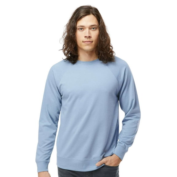 Unisex Lightweight Long Sleeve Crewneck Sweatshirt, 55 Cotton/45 Polyester Flecce Winter Sweater (Misty Blue , XL)
