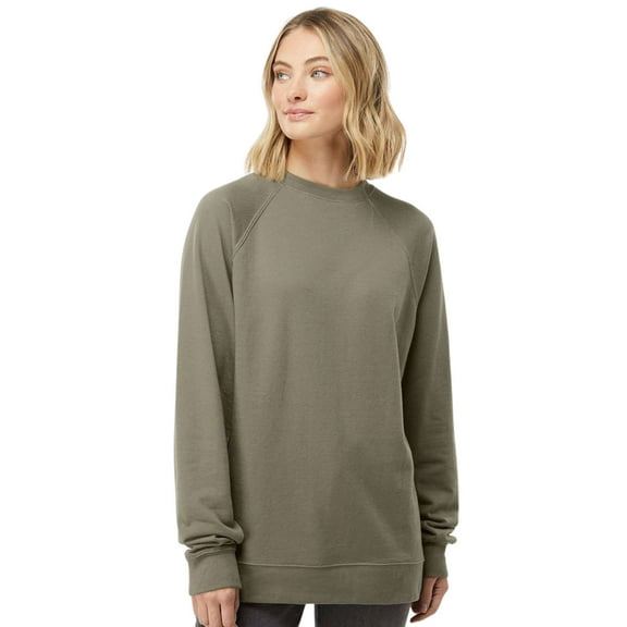 Unisex Lightweight Long Sleeve Crewneck Sweatshirt, 55 Cotton/45 Polyester Flecce Winter Sweater (Olive , M)