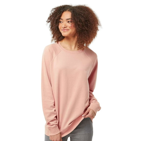 Unisex Lightweight Long Sleeve Crewneck Sweatshirt, 55 Cotton/45 Polyester Flecce Winter Sweater (Rose , L)