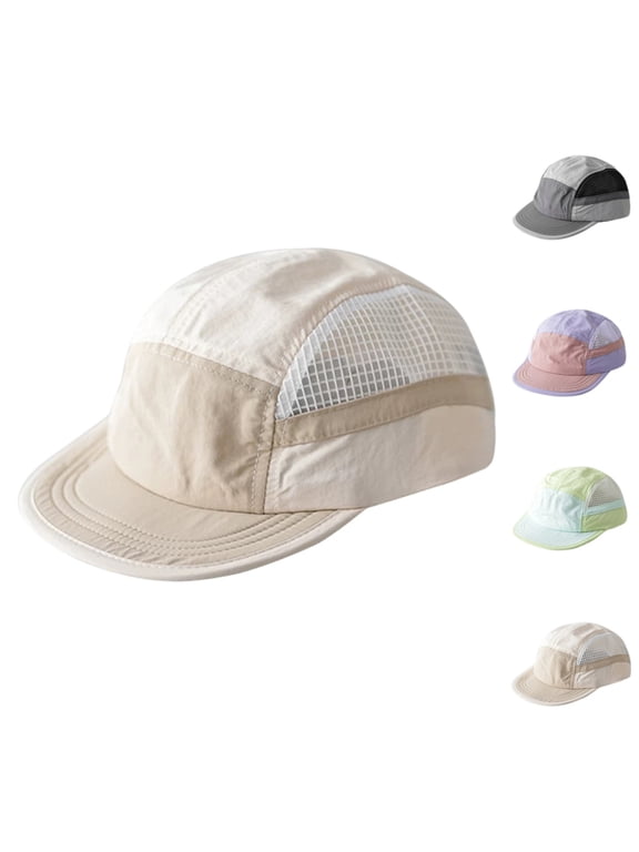 Unisex Lightweight Mesh Trail Running Cap - Quick-Dry Breathable Hiking Hat with Short Brim - Ripstop Outdoor Sports Visor for Cycling & Training Khaki