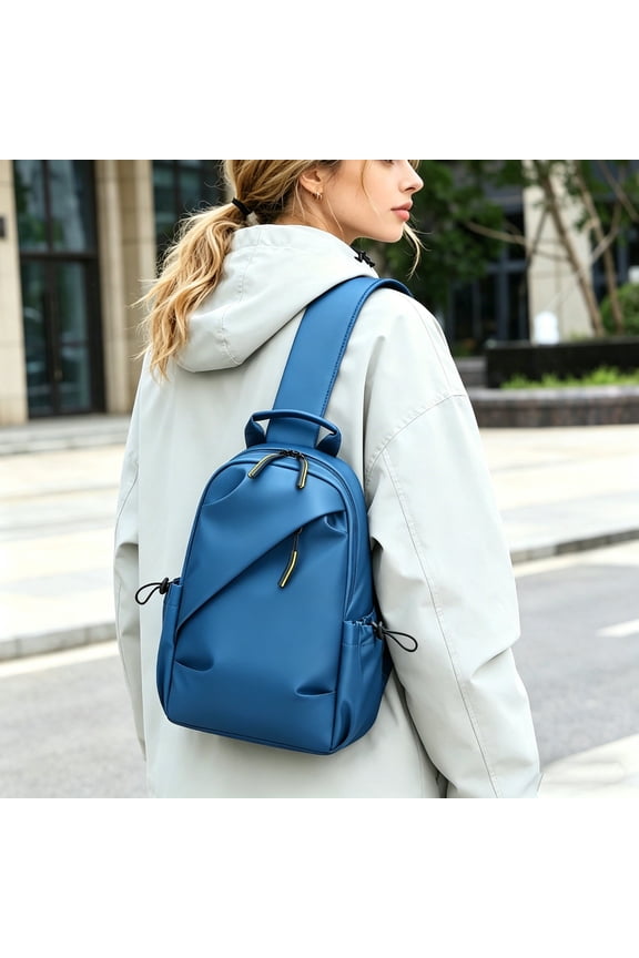 Unisex Lightweight Sling Crossbody Chest Bag, 80% Polyester 20% Spandex Multi Pocket Shoulder Pack, Adjustable Padded Strap Casual Daypack For Daily Commute Travel Outdoor Casual Use