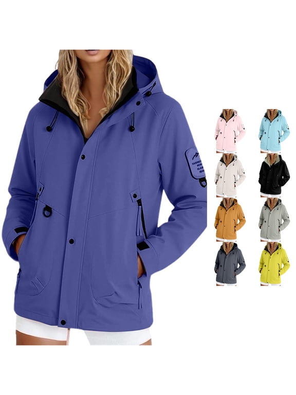 Unisex Lightweight Softshell Rain Jacket Windbreaker Hooded Outdoor Coat for Travel Hiking Cycling