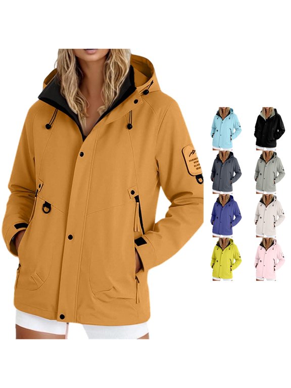 Unisex Lightweight Softshell Rain Jacket Windbreaker Hooded Outdoor Coat for Travel Hiking Cycling
