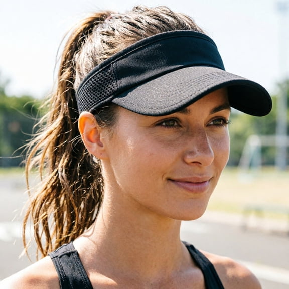 Unisex Lightweight Stretch Sun Visor Hat Portable Breathable Outdoor Cap for Running Tennis Golf Sports(Black,One Size)