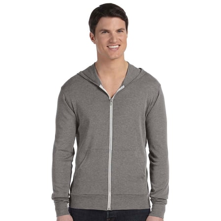 Unisex Lightweight Zip Hoodie , 3939 , Grey Triblend , X-Large