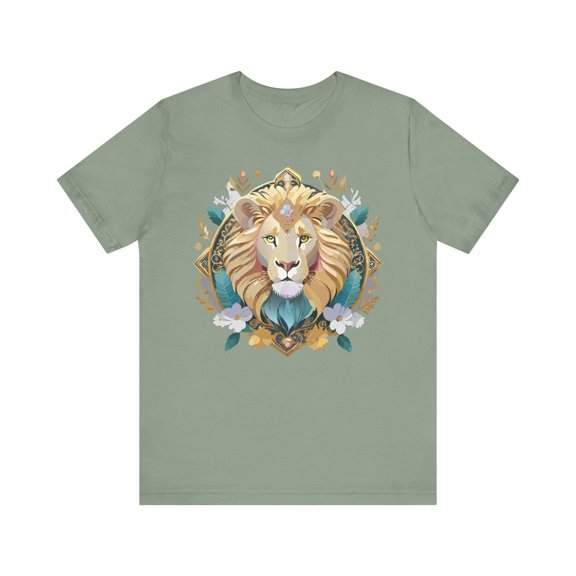 Unisex Lion Graphic Tee, Animal Shirt, Tee Shirt with Lion, Medallion T-Shirt, Animal Medallion Tees 2