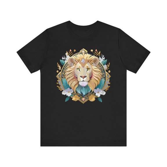 Unisex Lion Graphic Tee, Animal Shirt, Tee Shirt with Lion, Medallion T-Shirt, Animal Medallion Tees 2