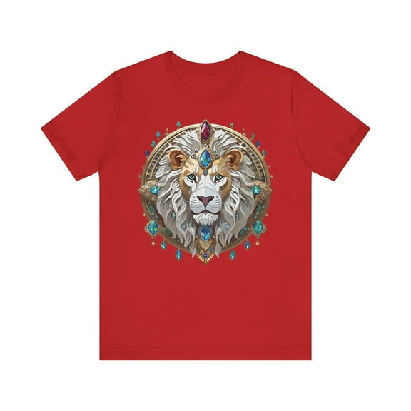 Unisex Lion Graphic Tee, Animal Shirt, Tee Shirt with Lion, Medallion T-Shirt, Animal Medallion Tees
