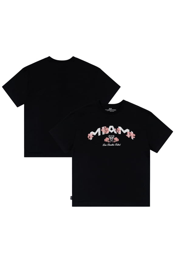 Unisex Live Breathe Futbol Black Inter Miami CF Floral T-Shirt