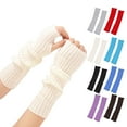 thumbnail image 1 of Unisex Long Fingerless Arm Warmers with Thumb Hole Thermal Knit for Cold Weather, 1 of 6