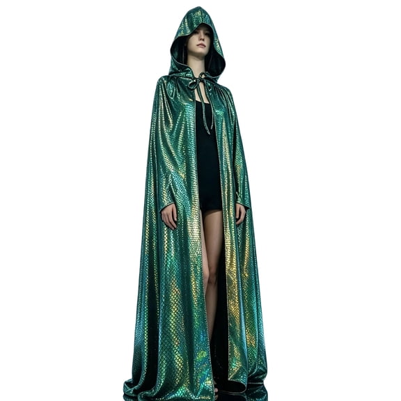 Unisex Long Hooded Cape Cloak, Adjustable Tie‑Closure Flowing Outer Layer, Versatile Outerwear for Christmas Holiday Parties & Themed Gatherings for Adults Teens