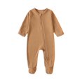 thumbnail image 1 of Unisex Long Sleeve Baby Romper infant Boy Girl Jumpsuits 0-24 Months New Born Outfits Coffee 9-12 Months, 1 of 7