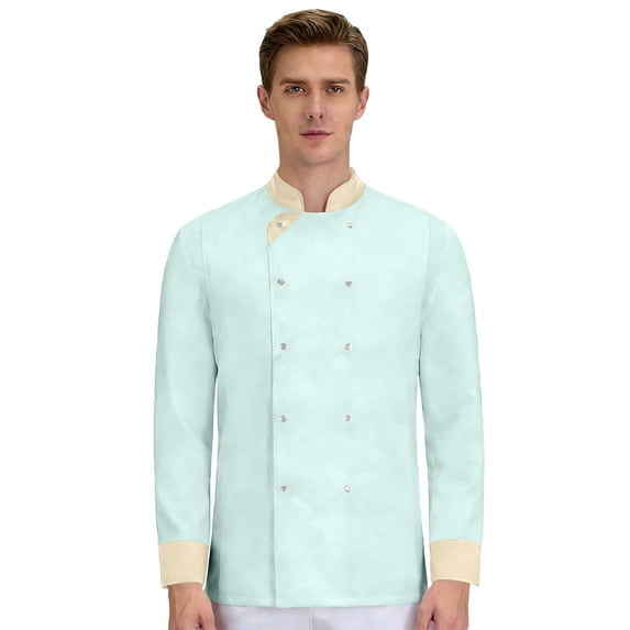 Unisex Long Sleeve Chef Coat, Waterproof Oil-Resistant Buttoned Kitchen Uniform for Professional Chefs, Restaurant Hotel Catering Staff,Mint Green XL