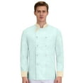 thumbnail image 1 of Unisex Long Sleeve Chef Coat, Waterproof Oil-Resistant Buttoned Kitchen Uniform for Professional Chefs, Restaurant Hotel Catering Staff,Mint Green XS, 1 of 6