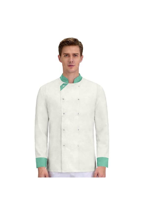 Unisex Long Sleeve Chef Coat, Waterproof Oil-Resistant Buttoned Kitchen Uniform for Professional Chefs, Restaurant Hotel Catering Staff,White XS