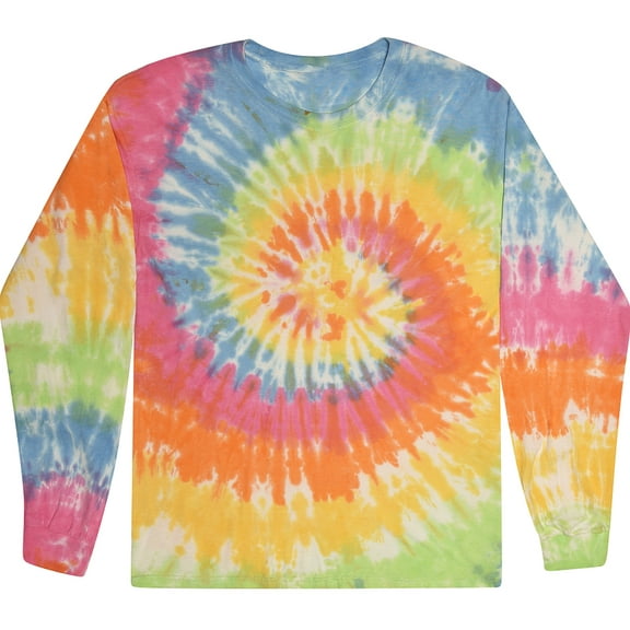 Unisex Long Sleeve Colorful Tie Dye Tee Shirt - Eternity, Small