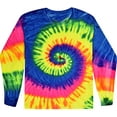 thumbnail image 1 of Unisex Long Sleeve Colorful Tie Dye Tee Shirt - Neon Rainbow, Small, 1 of 1