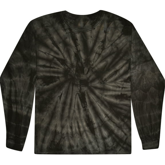 Unisex Long Sleeve Colorful Tie Dye Tee Shirt - Spider Black, 2XL