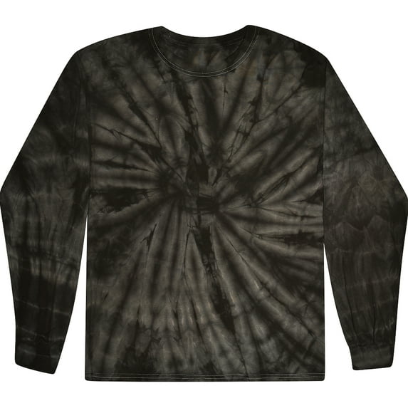 Unisex Long Sleeve Colorful Tie Dye Tee Shirt - Spider Black, Large