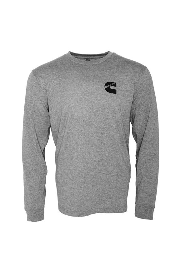 Unisex Long Sleeve Cotton Blend Sport T-Shirt, Gray - 3XL