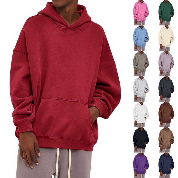 Unisex Long Sleeve Drop Shoulder Hoodie without Drawstring, Casual Pullover Tracksuit Top for Running, Lounge Wear,Coffee,XS