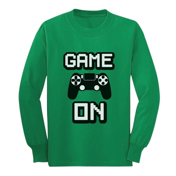 Tstars Kids' Unisex Long Sleeve Gamer Shirt - Nerdy Geek Gaming Apparel - L, Green