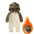 thumbnail image 1 of Unisex Long Sleeve Zipper Jumpsuit with Bear Ears Hood Lined Warm Romper Outfit for Boys and Girls, 1 of 3