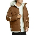 thumbnail image 1 of Unisex Loose Hooded Cotton-Padded Jacket, Coffee Brown, Size XL, 1 of 4
