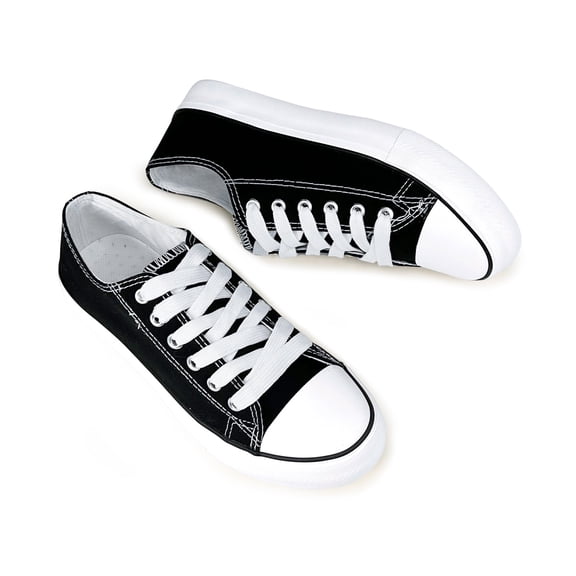 Women’s Classic Low‑Top Canvas Sneakers, Lace‑Up Casual Comfort Walking Tennis Flats for Ladies