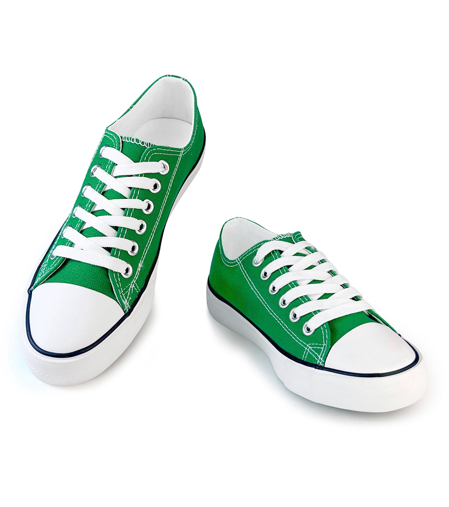 Women’s Classic Low‑Top Canvas Sneakers, Green, US 9, Lace‑Up Casual Walking Tennis Flats for Ladies