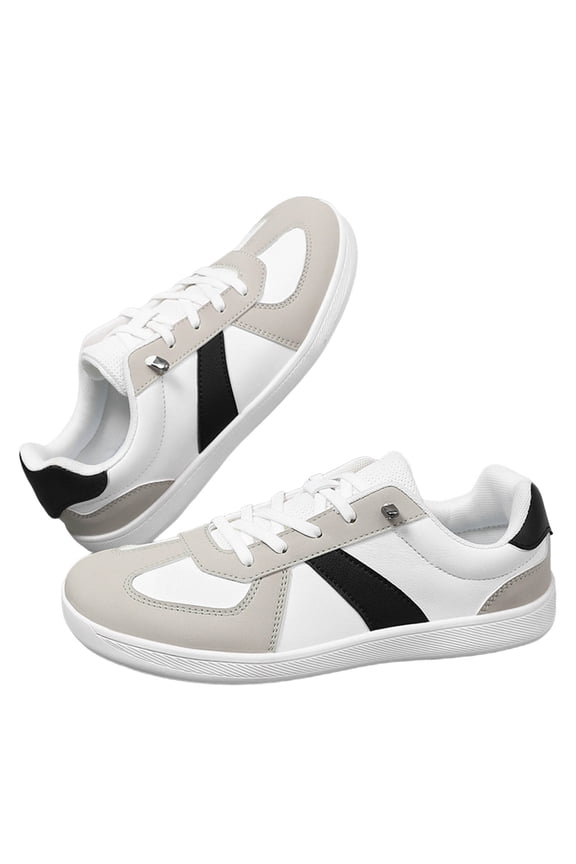 Unisex Low-Top Leather Sneakers for Men Women Versatile Casual Shoes Retro Athletic Training Shoes Thin Sole Non- Stylish Basic Sneaker for All-Day Wear