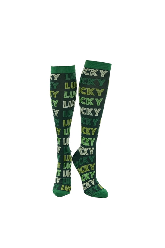 Unisex Lucky All Over Funny St Patricks Day Compression Socks for Women and Men