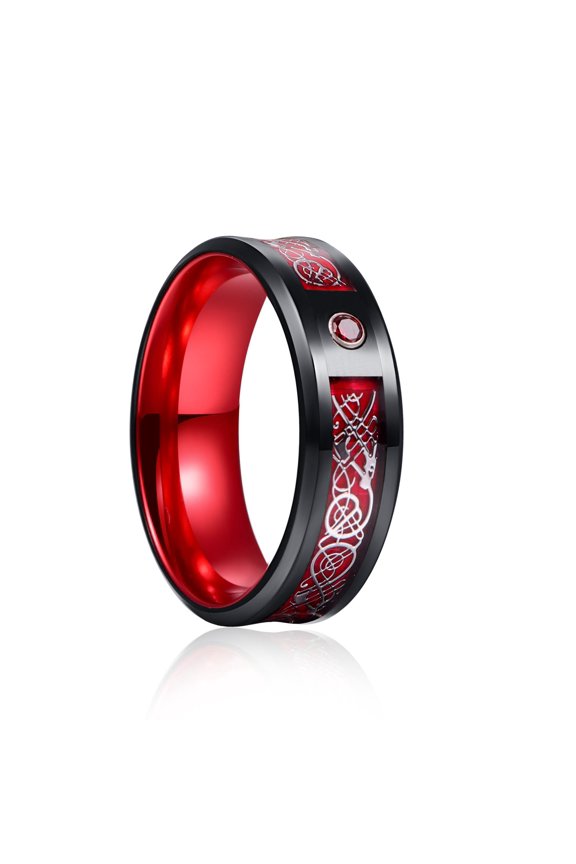 Unisex Luminous Ring In Red Purple Green Blue Tungsten Stainless Steel Jewelry With Durable Night Glow For Daily Use