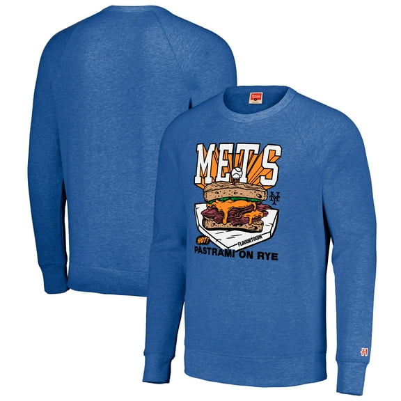 Unisex MLB x Guy Fieri-s Flavortown Royal New York Mets Tri-Blend Pullover Sweatshirt