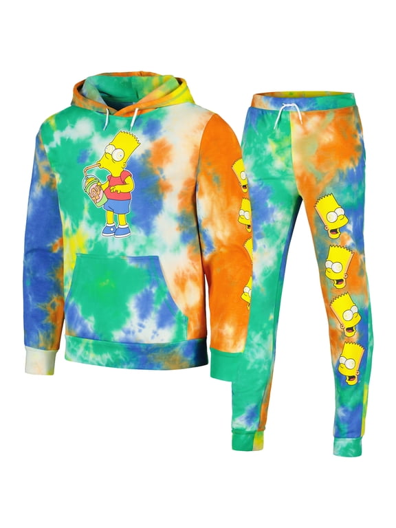 Unisex Mad Engine The Simpsons Bart Squishee Face Tie-Dye Pullover Hoodie & Pants Set