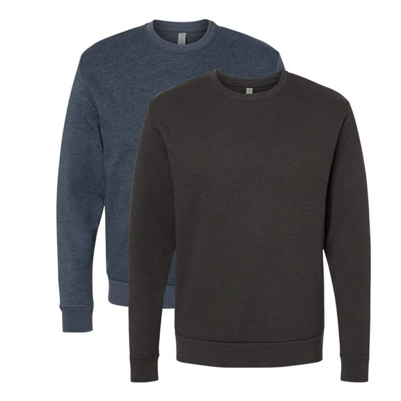 Unisex Malibu Crewneck Sweatshirt, 60/40 Cotton/Polyester Fleece Long Sleeve Winter Sweater (Heather-Midnight-Navy Heather-Black 2PCS, XL)