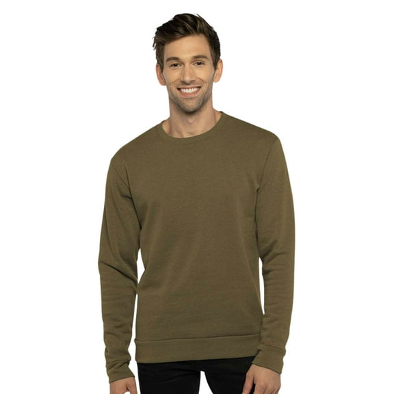 Unisex Malibu Crewneck Sweatshirt, 60/40 Cotton/Polyester Fleece Long Sleeve Winter Sweater (Heather-Military-Green , XL)