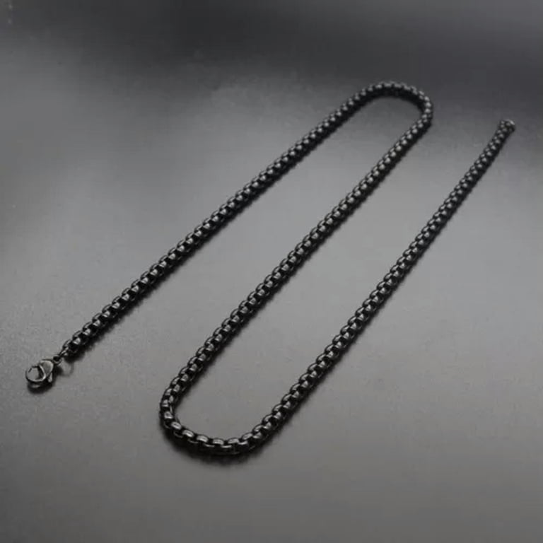 Black Stainless Steel Box Chain Necklace