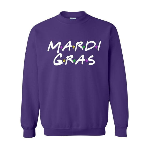 Unisex Mardi Gras New Orleans Crew Neck Sweatshirt-Purple-large