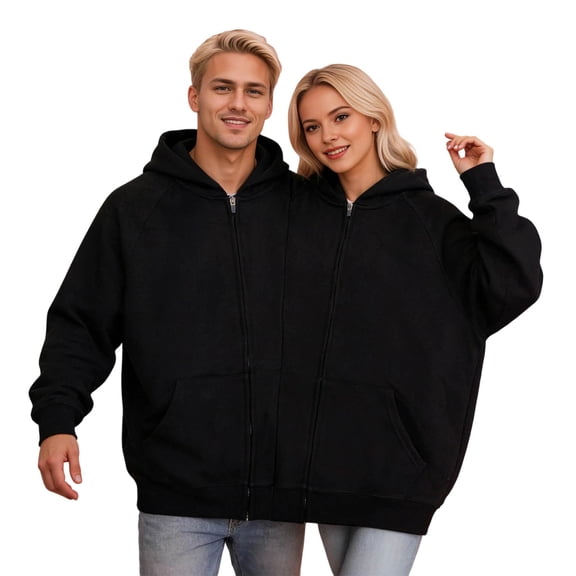 Unisex Matching Zip Up Hoodie For Couples Two Person Connected Hooded Sweatshirt Oversized Pullover Long Sleeve Crewneck Casual Tops