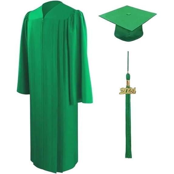 Unisex Matte Graduation Cap Gown Tassel Package, High School and University